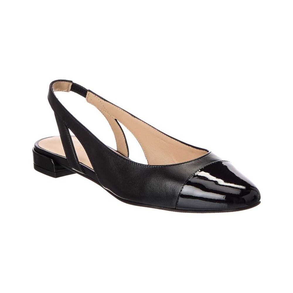 Stuart Weitzman Sleek Leather Slingback Flat, Black